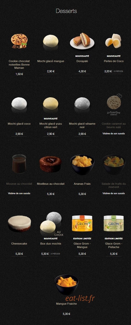 Sushi Shop — carte page 25