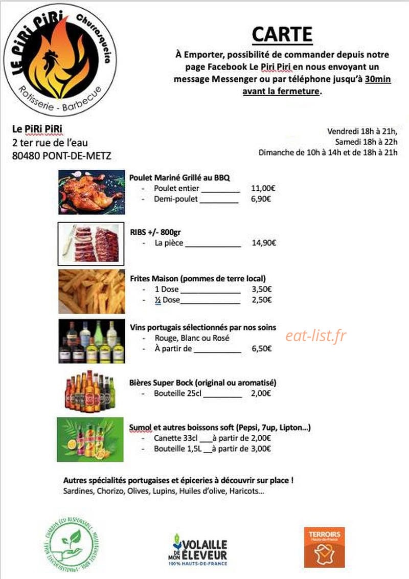 Le Piri Piri — carte page 1