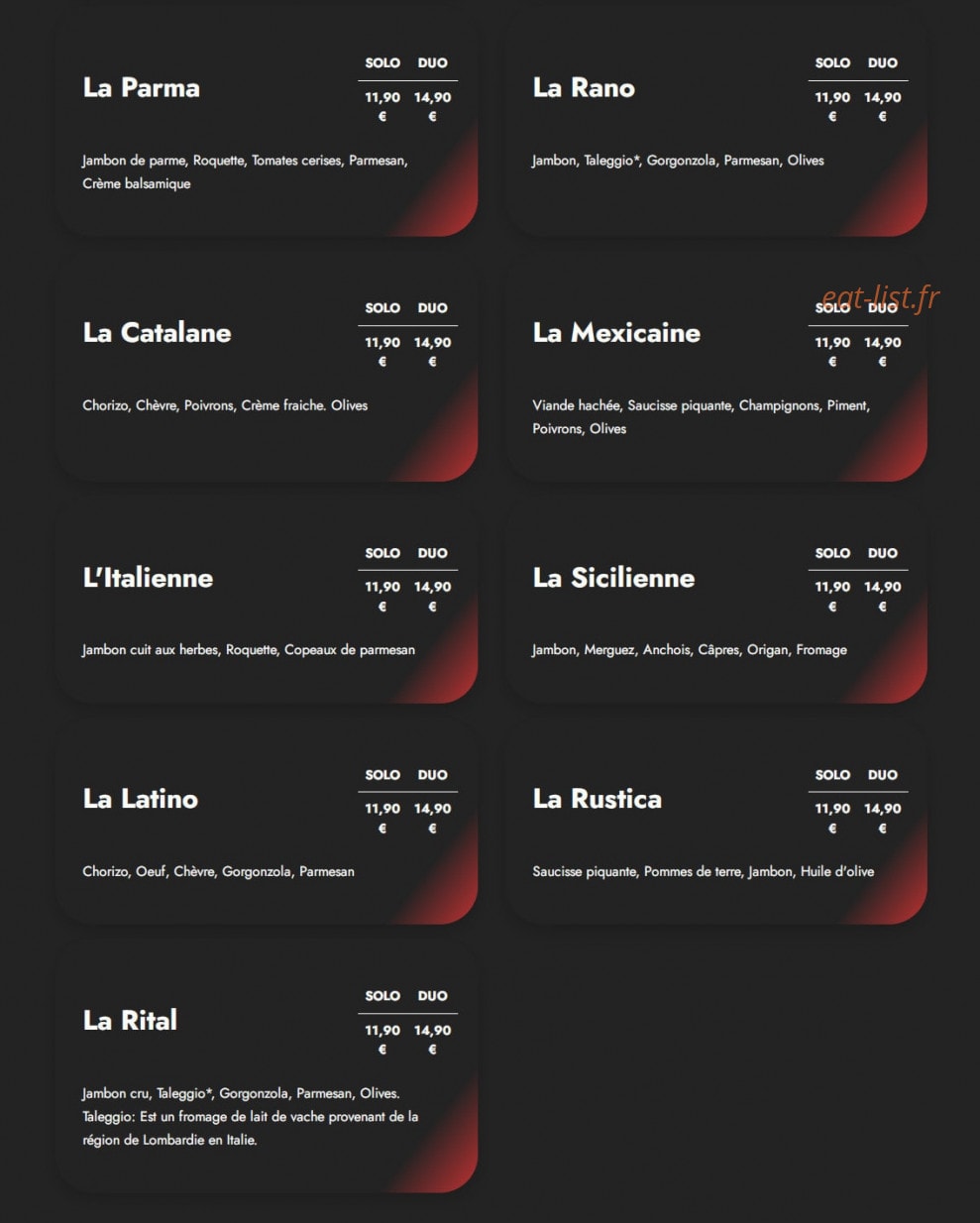 Best Pizza Original — carte page 2