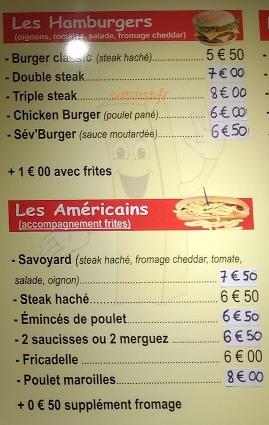 Sev La Frite — carte page 3