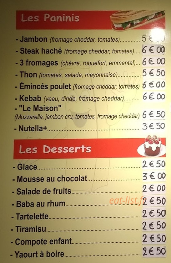 Sev La Frite — carte page 5