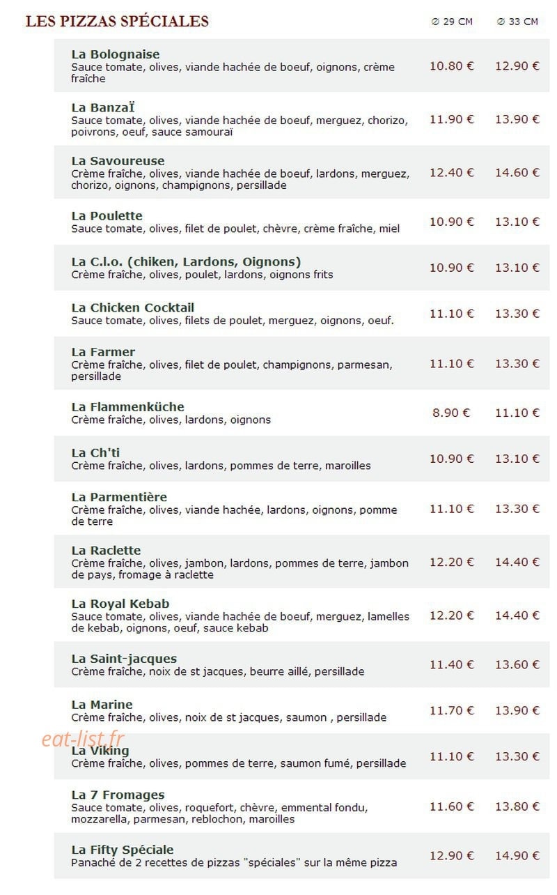 Le Kiosque à Pizzas — carte page 2