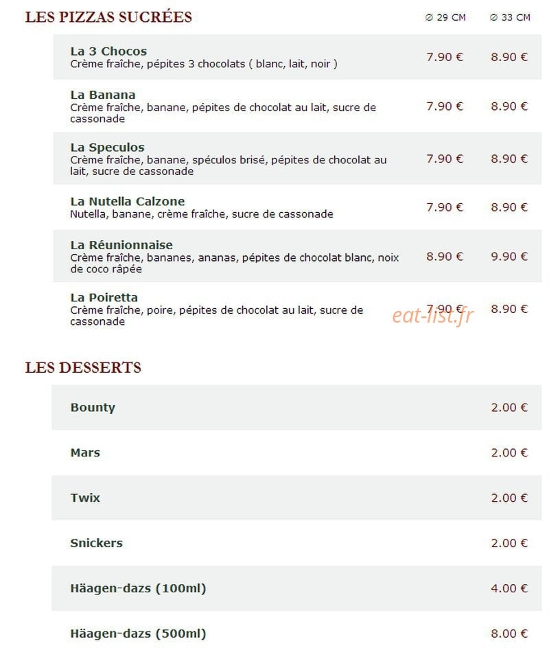 Le Kiosque à Pizzas — carte page 4