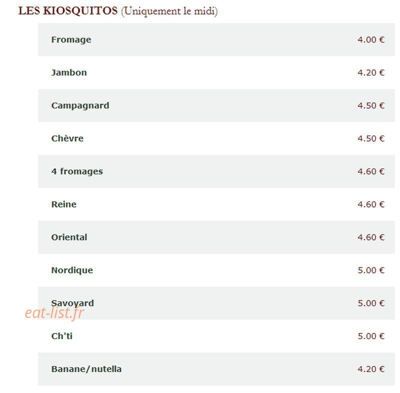 Le Kiosque à Pizzas — carte page 3