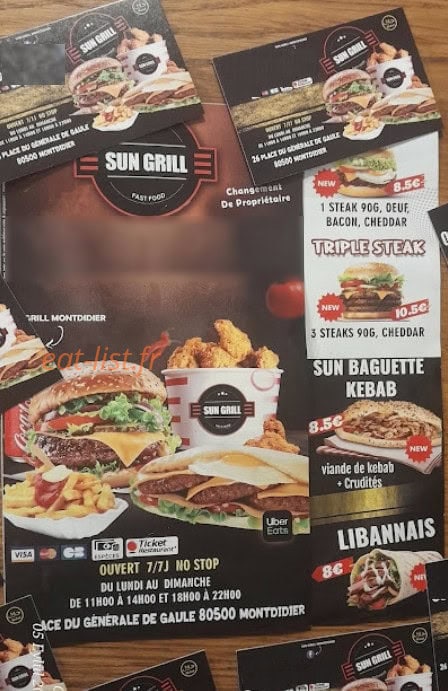 Sun Grill — carte page 1