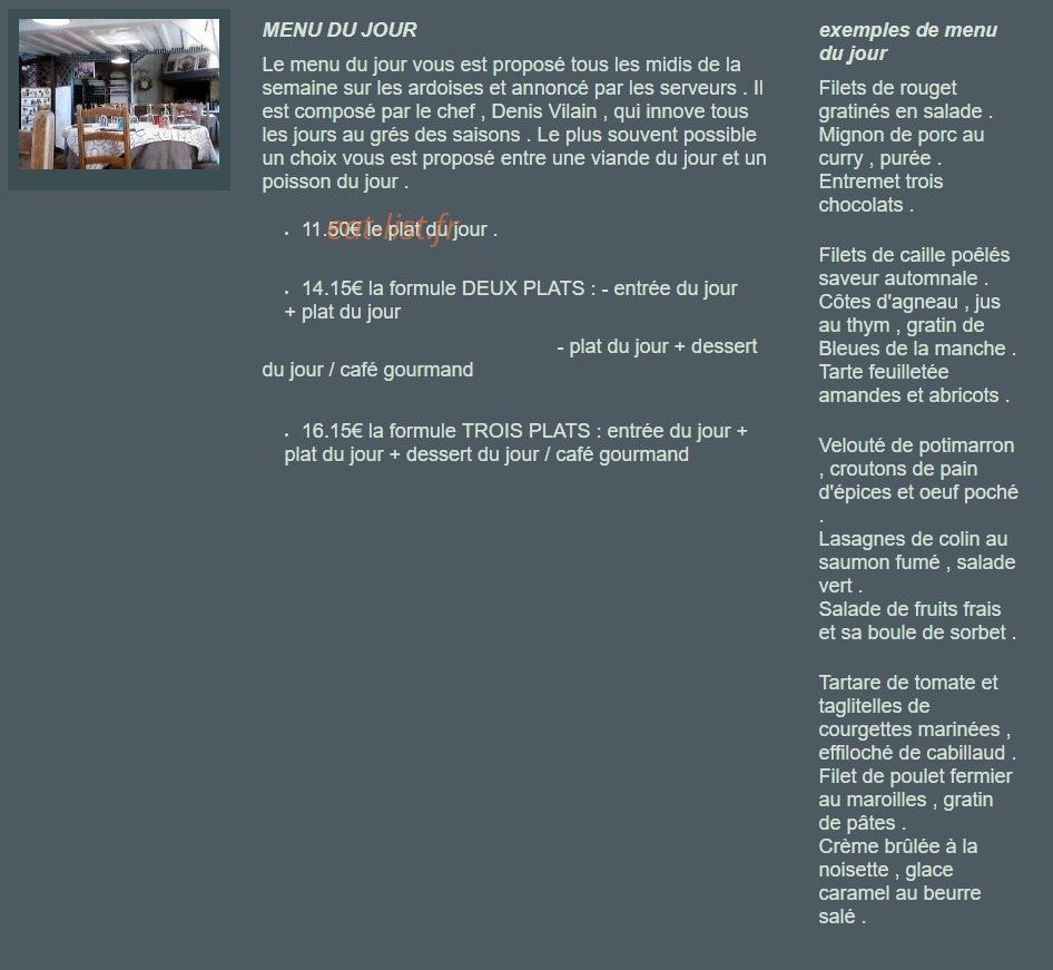 La Gare Aux Gourmets — carte page 1