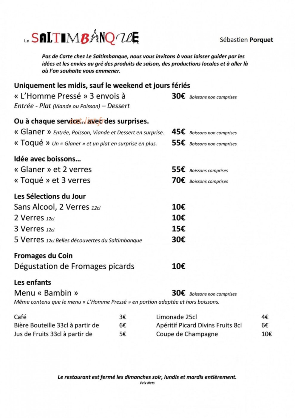 Le Saltimbanque — carte page 1