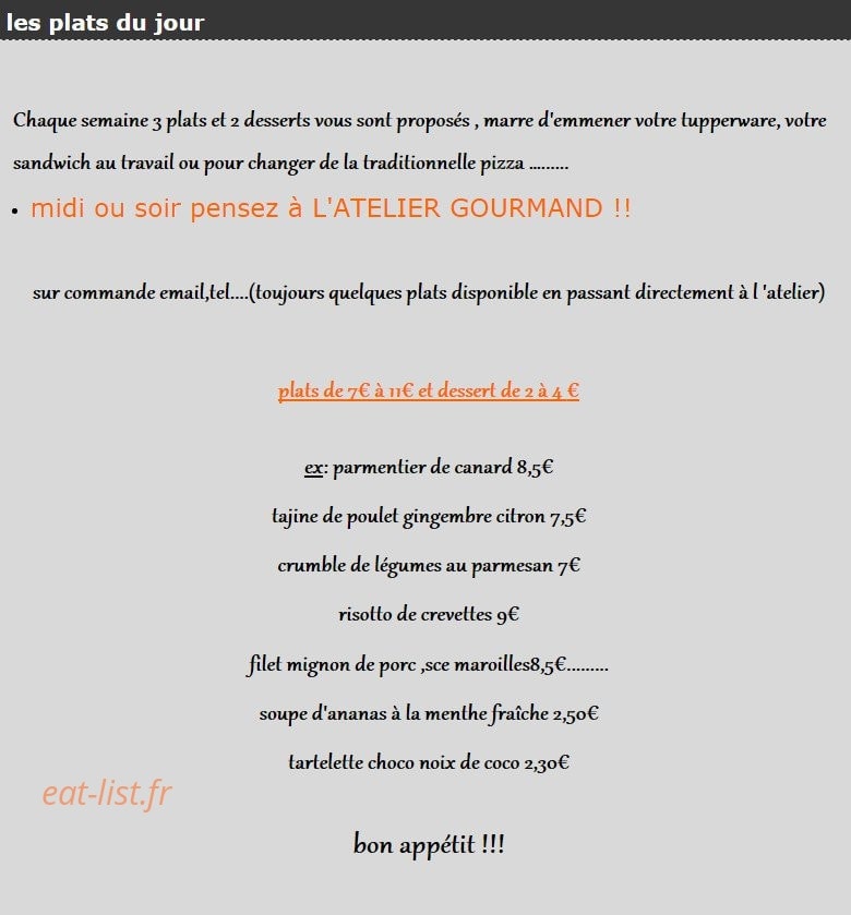 L'Atelier Gourmand — carte page 5