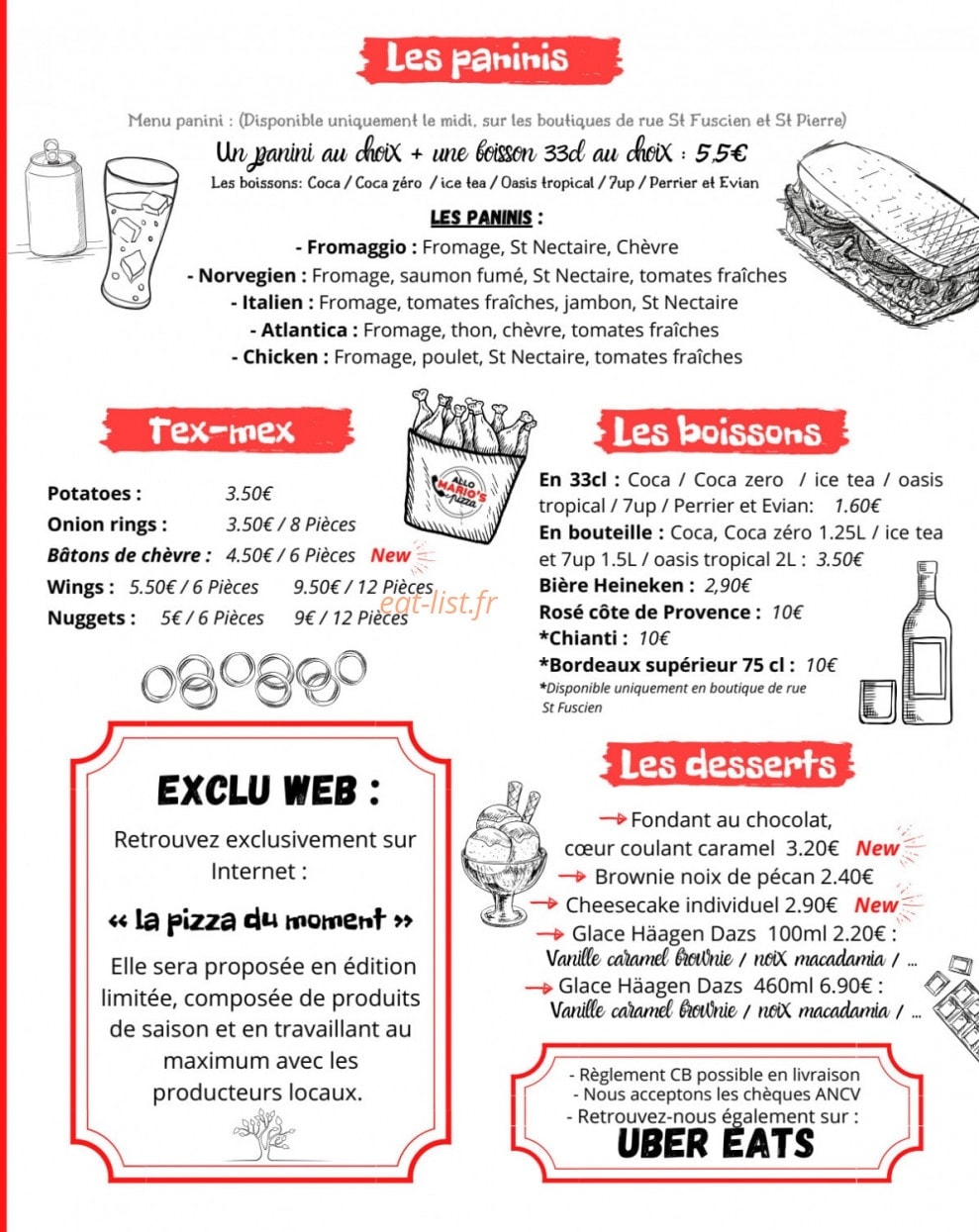 Allo Mario's Pizza — carte page 3