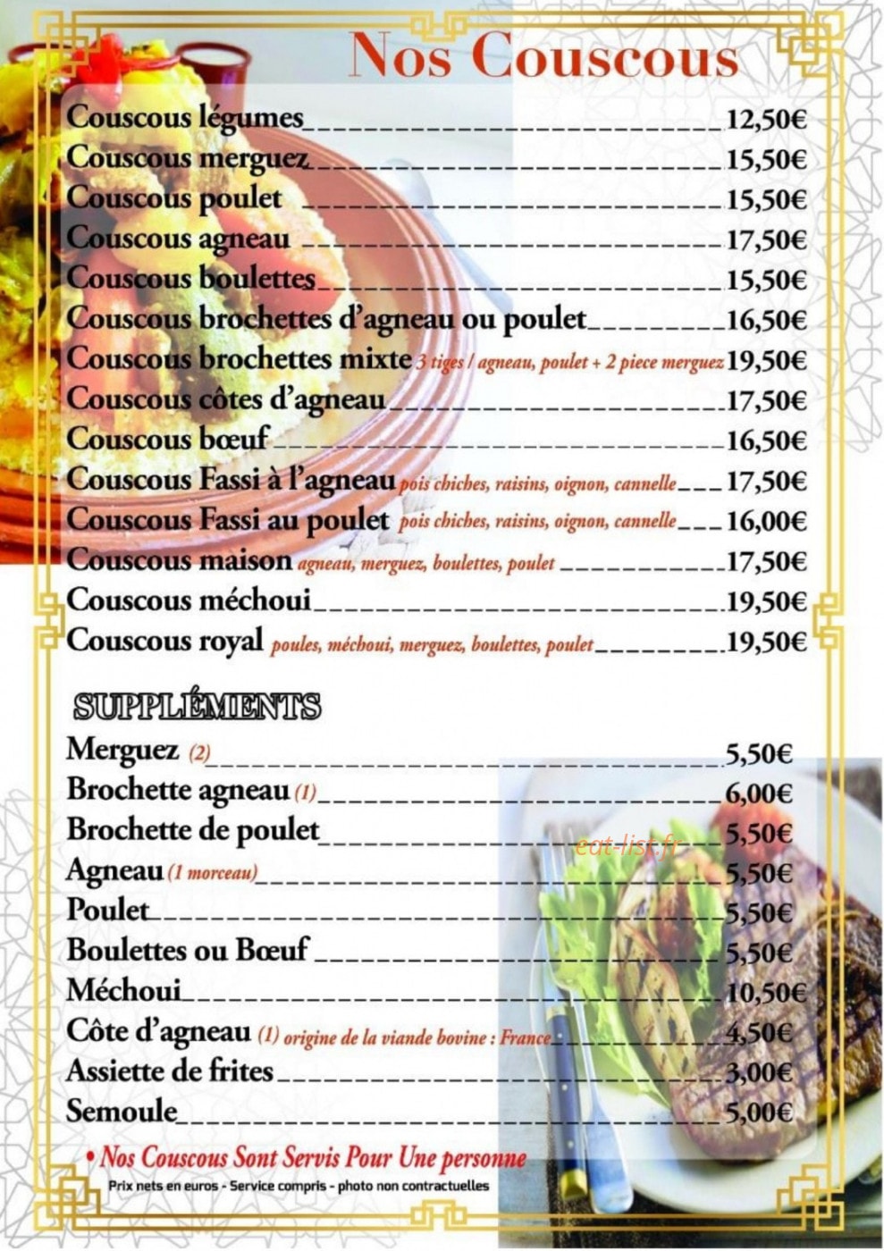 Le Palmier d'Or — carte page 2