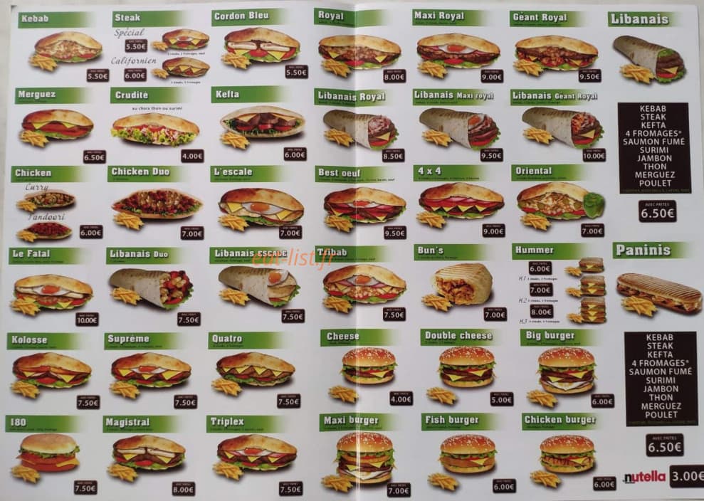 Snack le voltaire — carte page 1