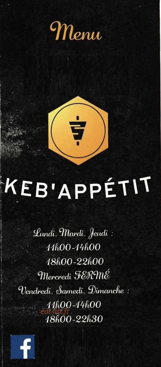 Keb’Appétit — carte page 1