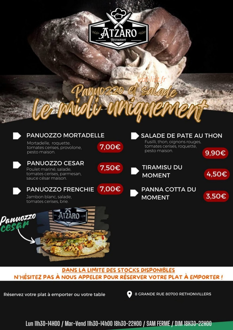 Atzaro Restaurant — carte page 2