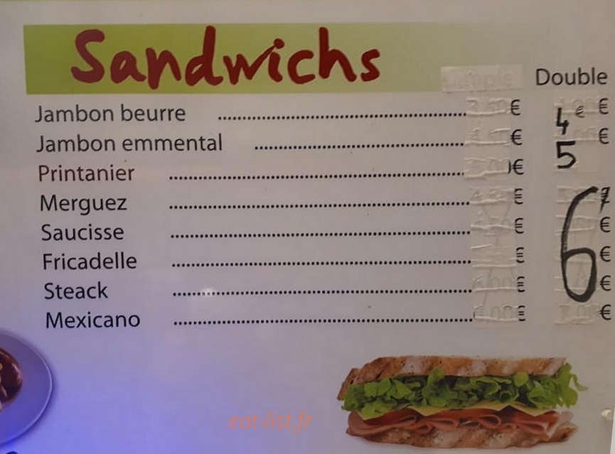 Au Resto Frites — carte page 1