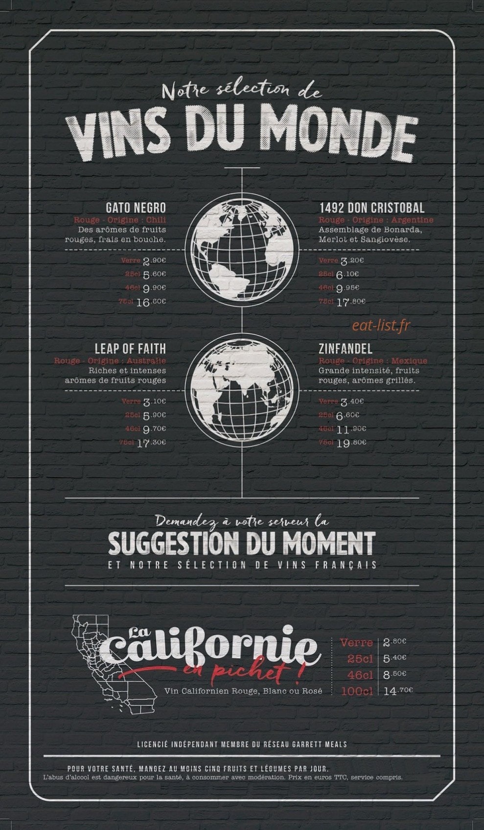 Garrett meals — carte page 10