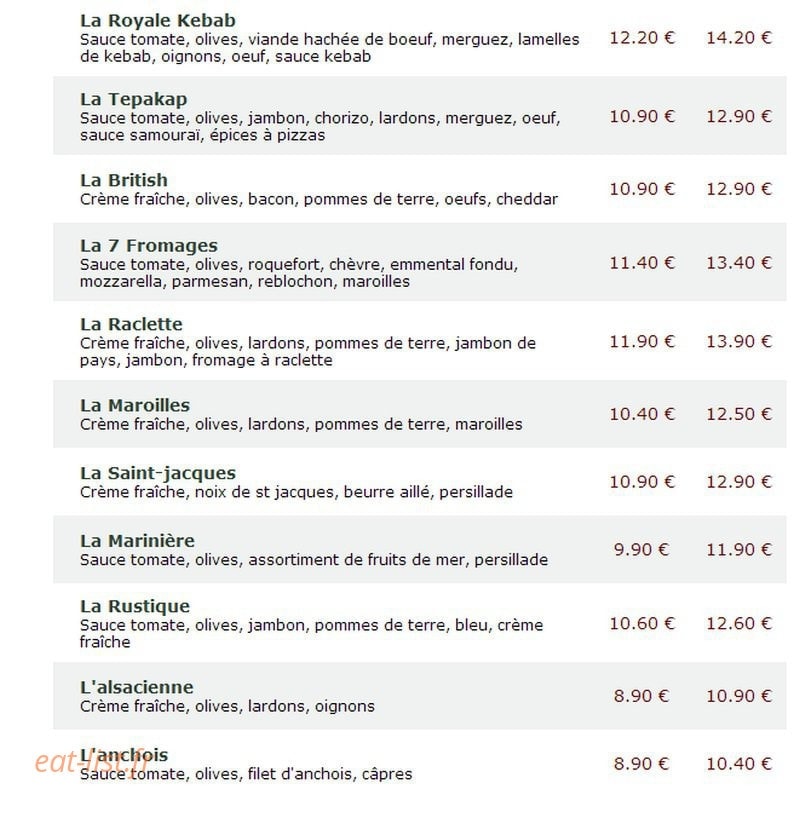 Le Kiosque à Pizzas — carte page 4