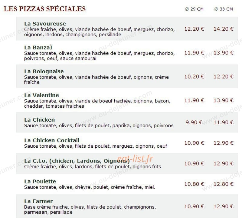 Le Kiosque à Pizzas — carte page 3