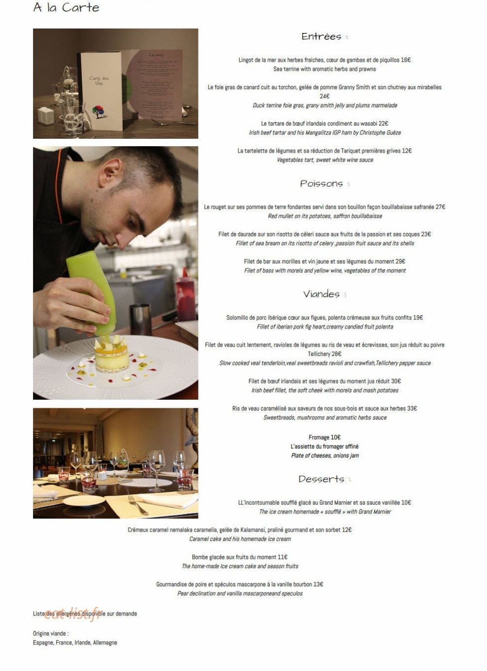 Le Saisonnier — carte page 6