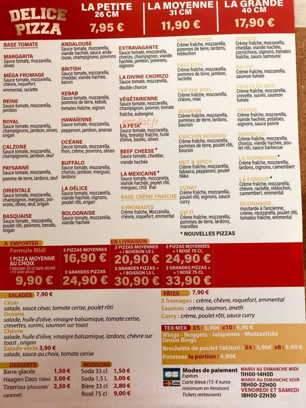 Pizza Délice — carte page 2