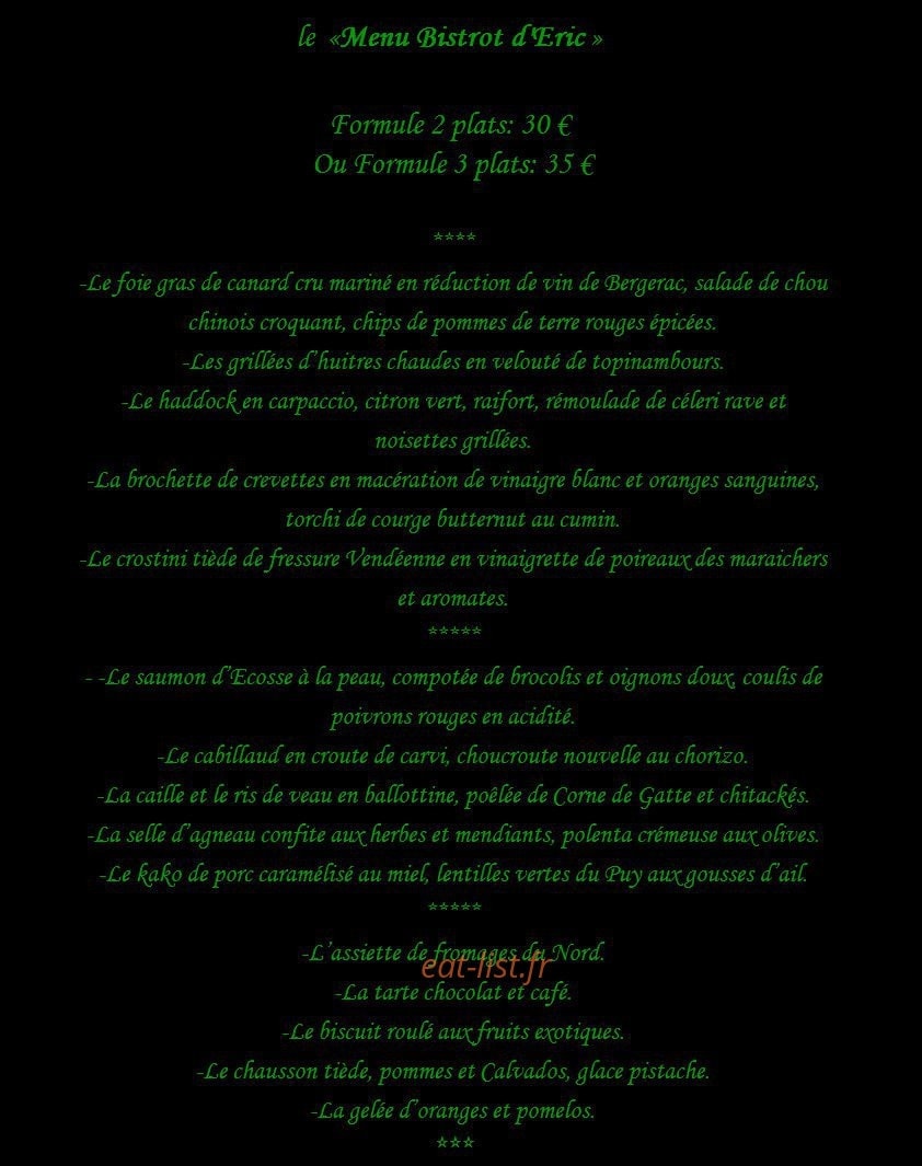 Restaurant La Flamiche — carte page 1