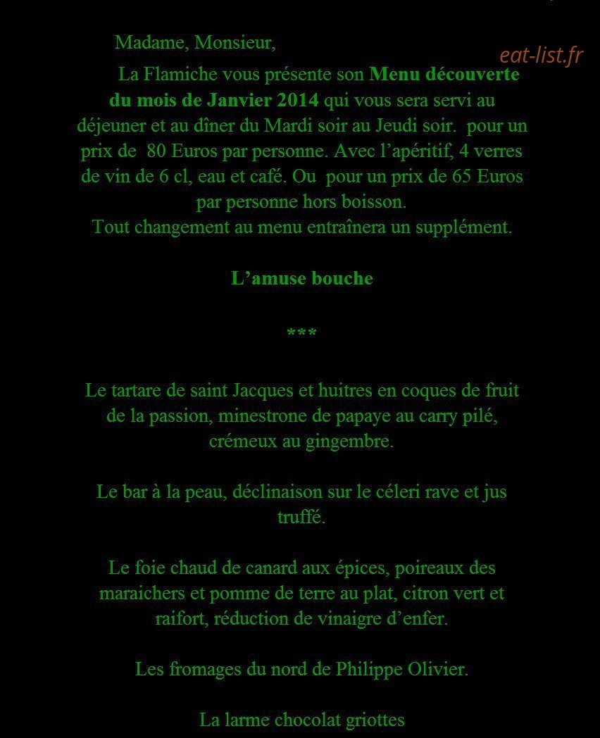 Restaurant La Flamiche — carte page 2