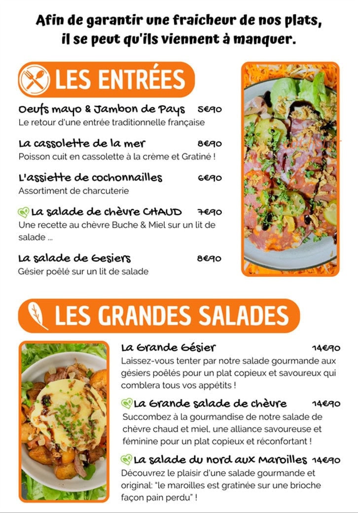 La Tiote Auberge — carte page 1