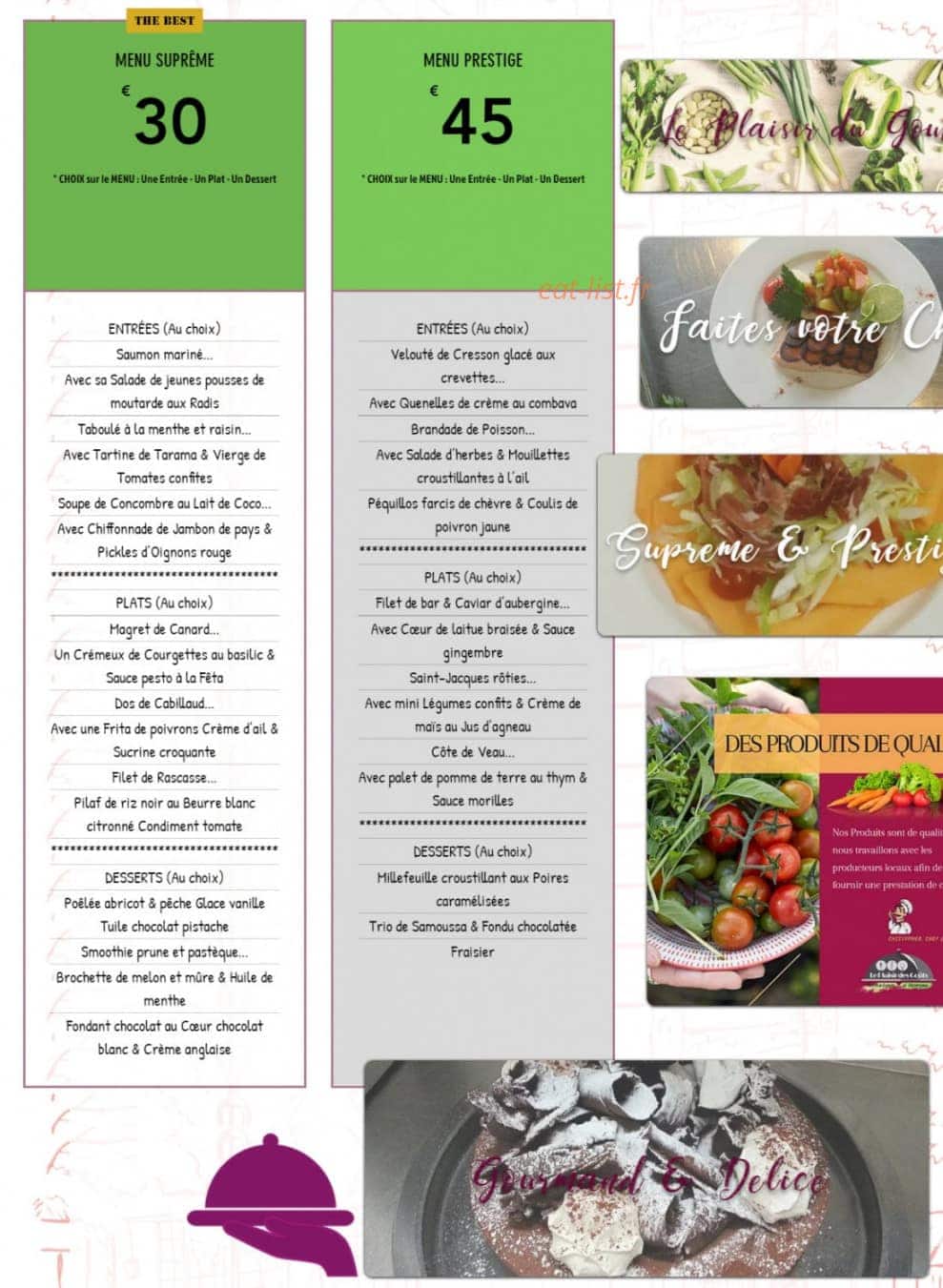 Le Plaisir des Gouts — carte page 2