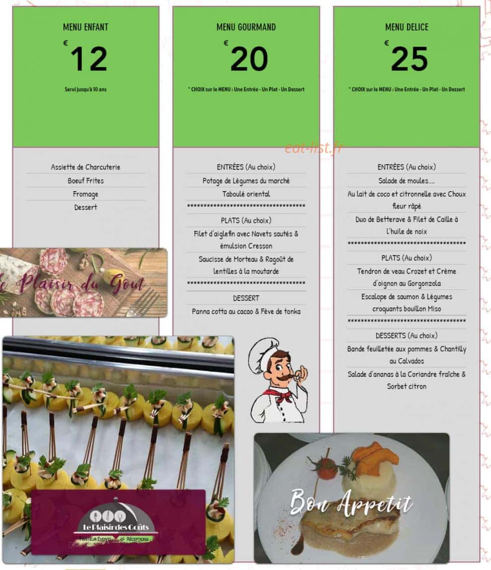 Le Plaisir des Gouts — carte page 1