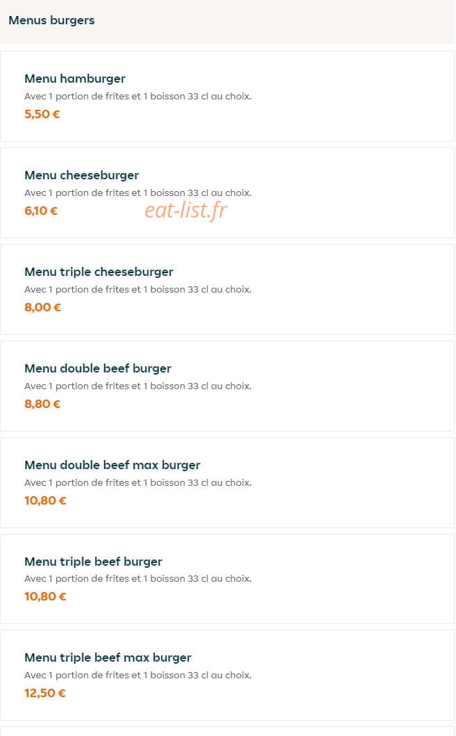 Beef 'N Co — carte page 1