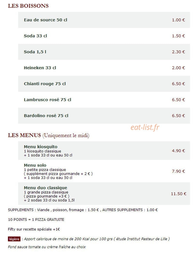 Le Kiosque à Pizzas — carte page 6