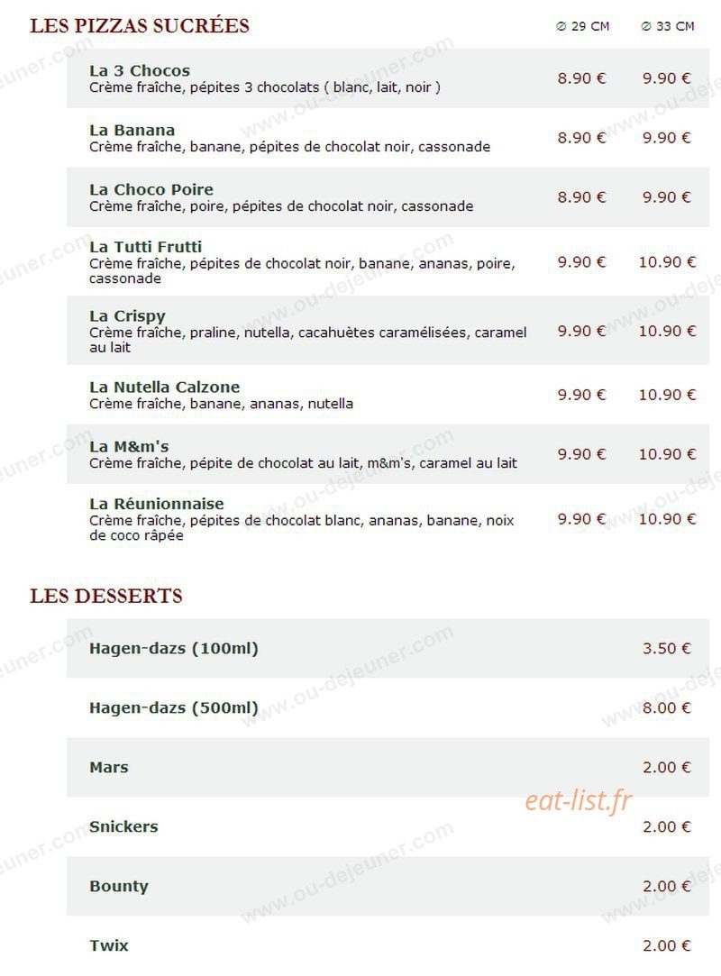 Le Kiosque à Pizzas — carte page 5