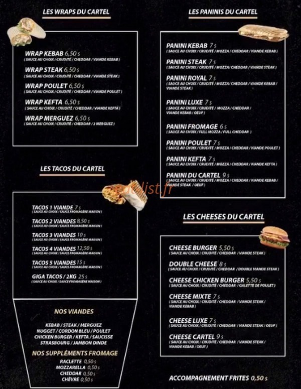 Cartel Kebab — carte page 1