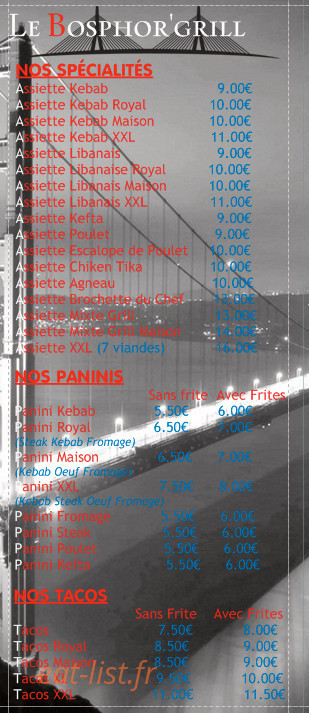 Le Bosphore Grill — carte page 3
