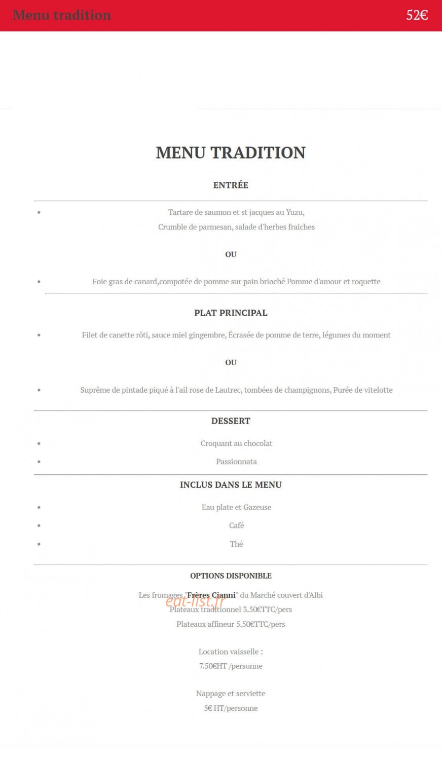 Alban Traiteur — carte page 3