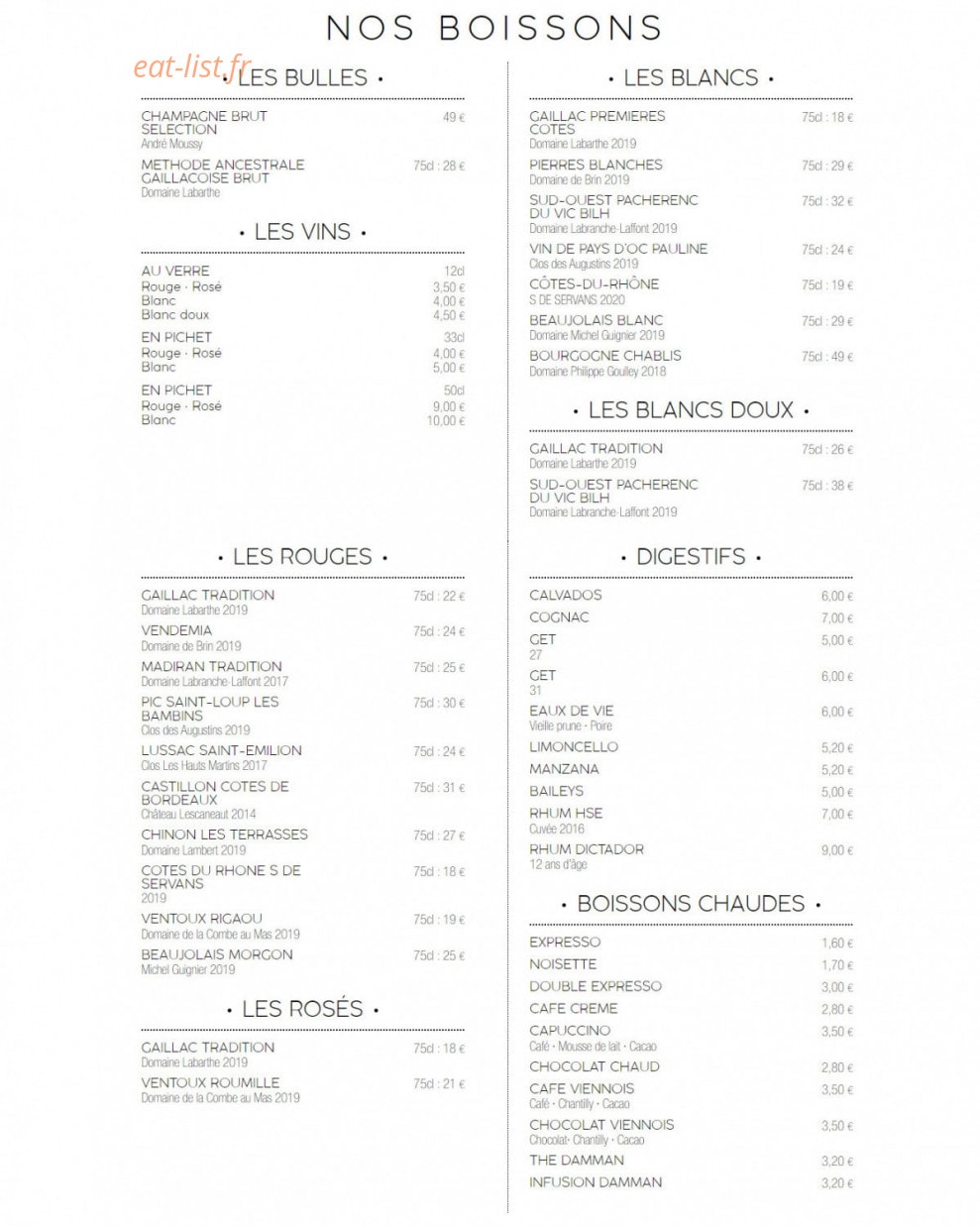 Au Jardin — carte page 4
