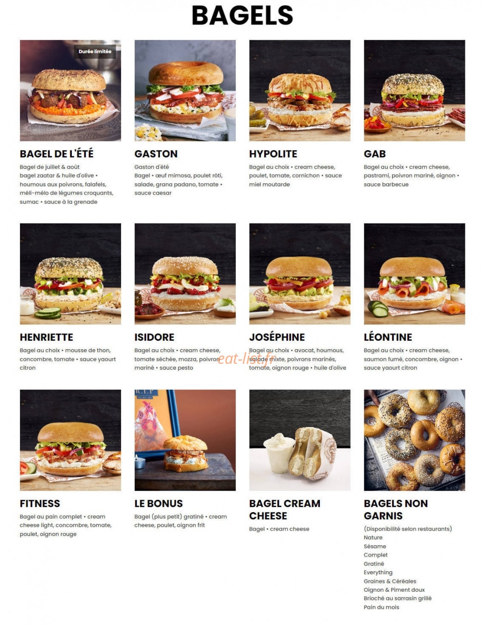 Bagelstein — carte page 1