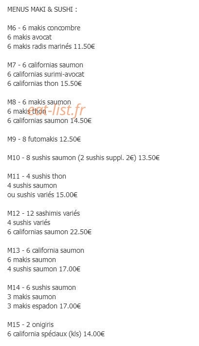 Bamboo Sushi — carte page 3