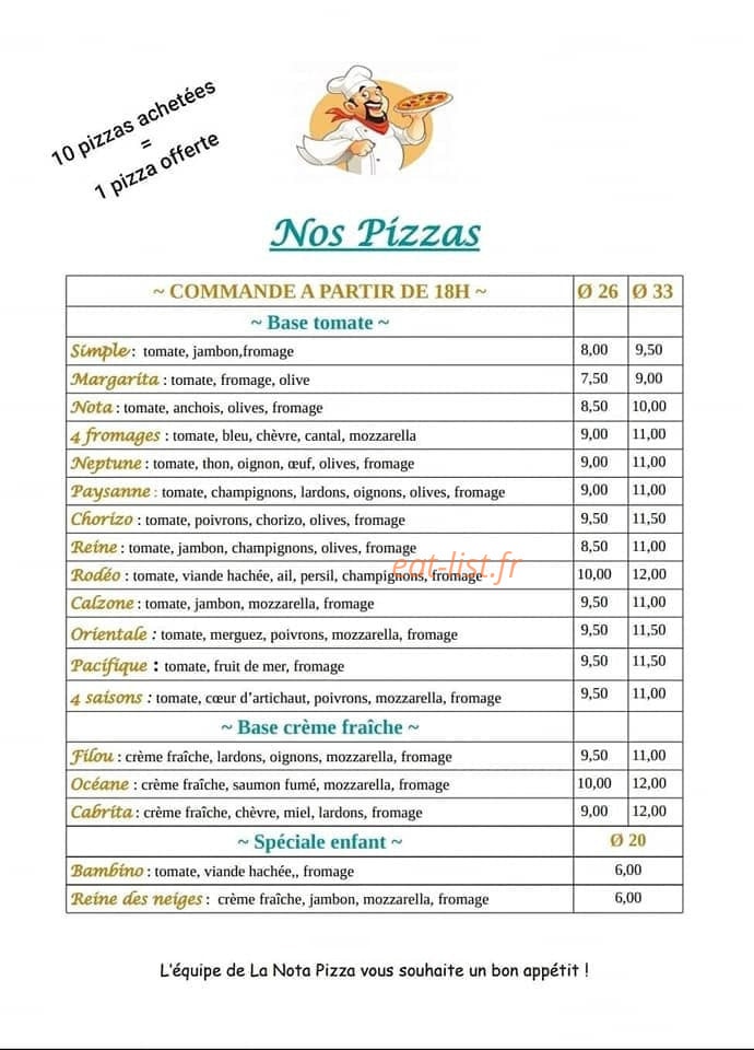 Bar snack pizzeria le galopin — carte page 1