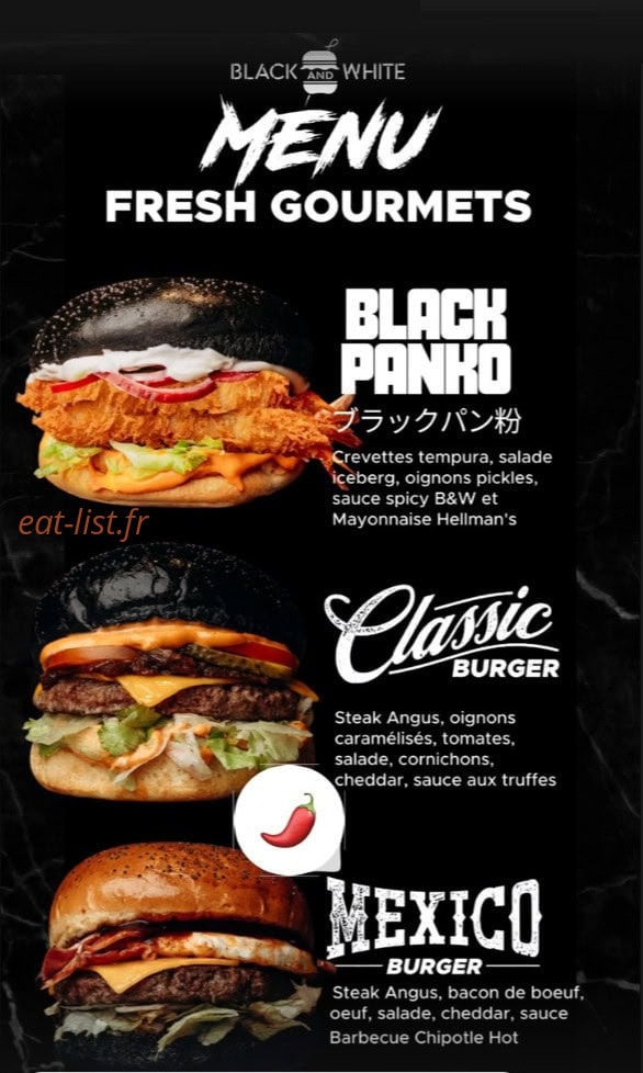 Black & White Burger — carte page 3