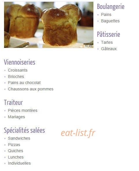 Carte et menu de Boulangerie-Pâtisserie Barrière à Albi — Les prestations