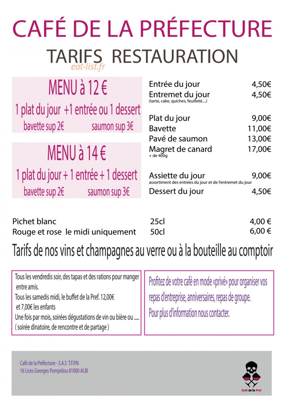 Brasserie de la Préfecture — carte page 1