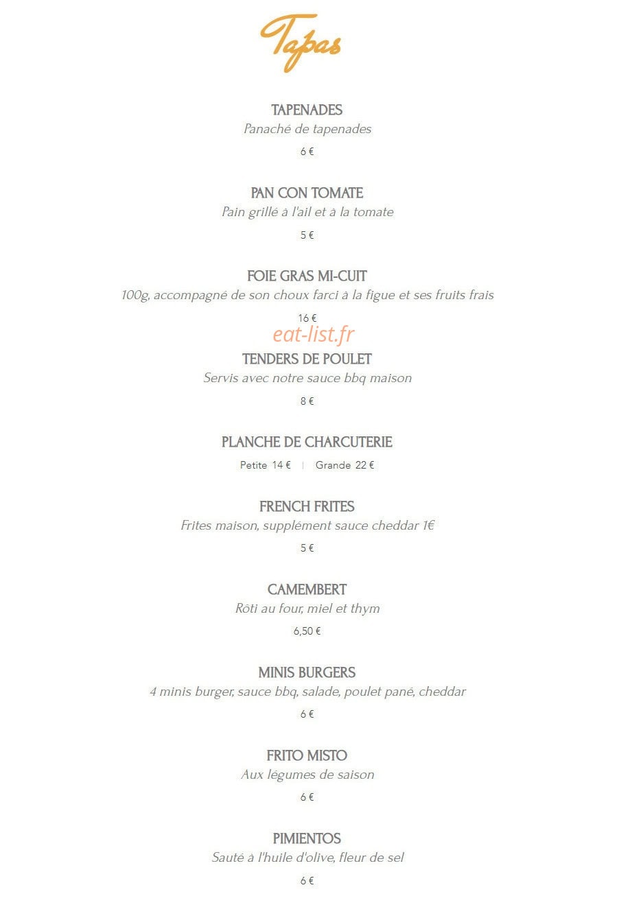 Brasserie Entrenous — carte page 3