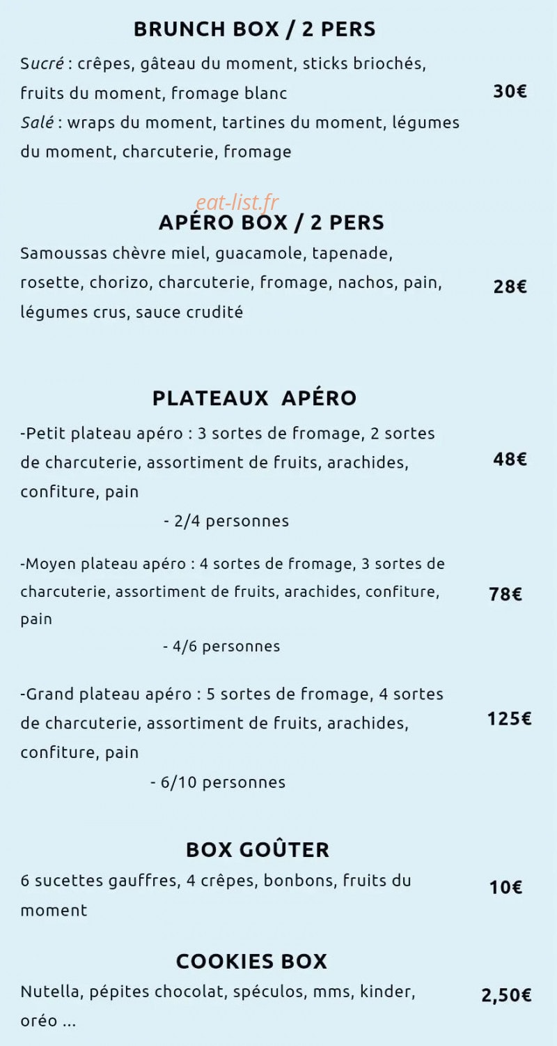 Eat in the box — carte page 1