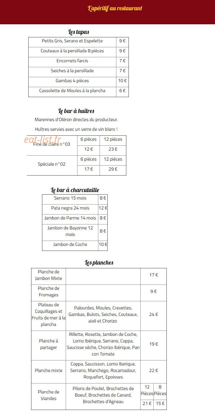 La Bodéga — carte page 1