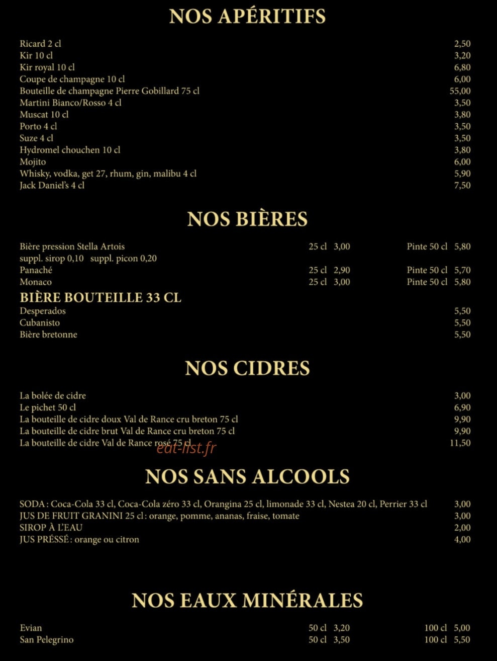 La Crêperie du Vigan — carte page 1