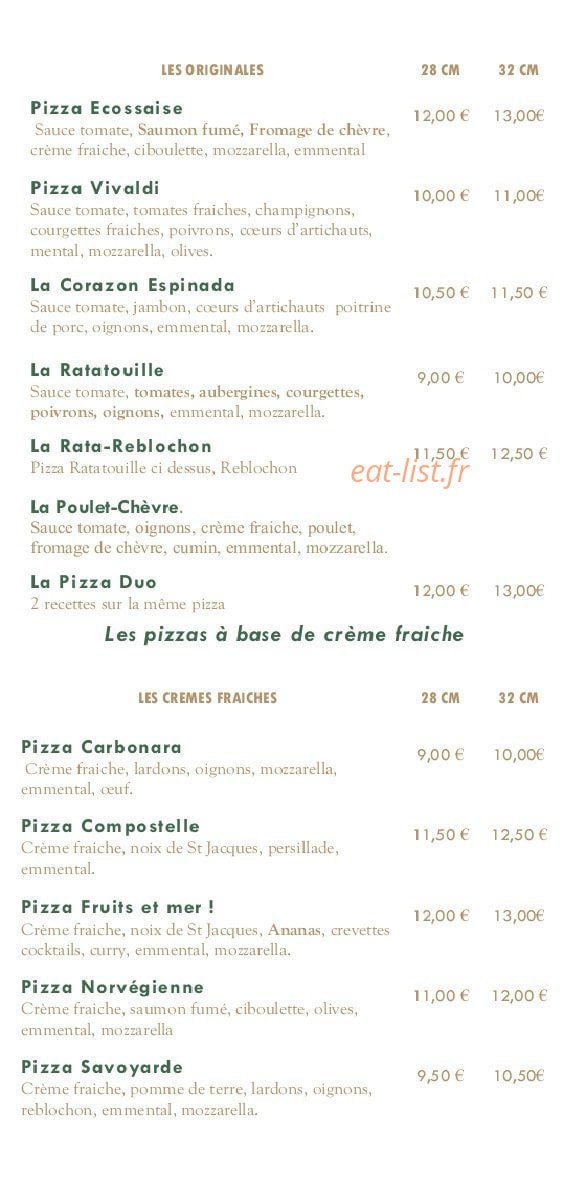 La Dume Pizza's — carte page 4