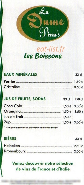 La Dume Pizza's — carte page 6