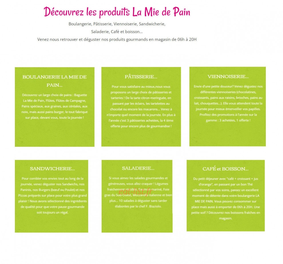 La Mie de Pain — carte page 1