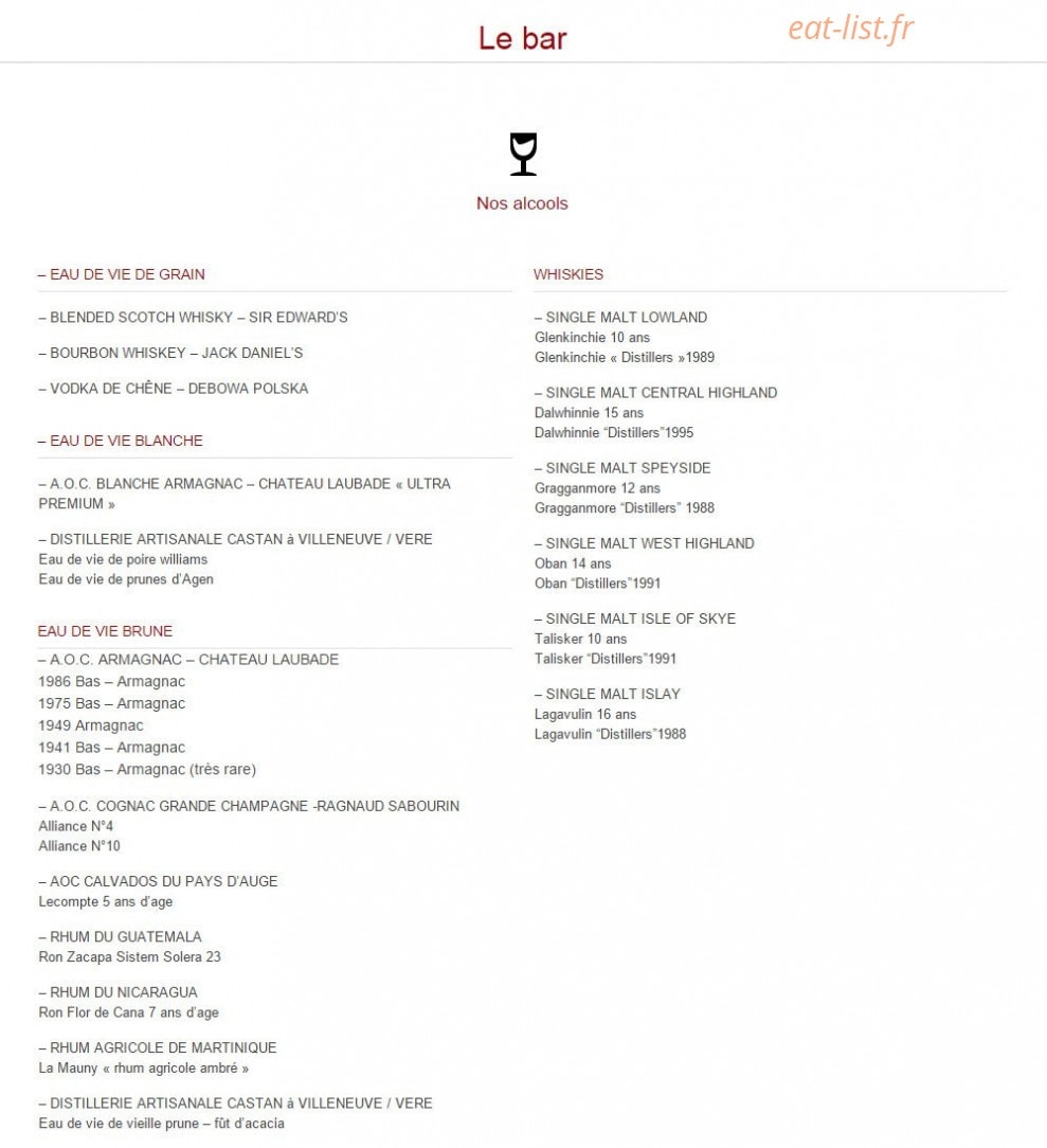 La Table du Sommelier — carte page 8