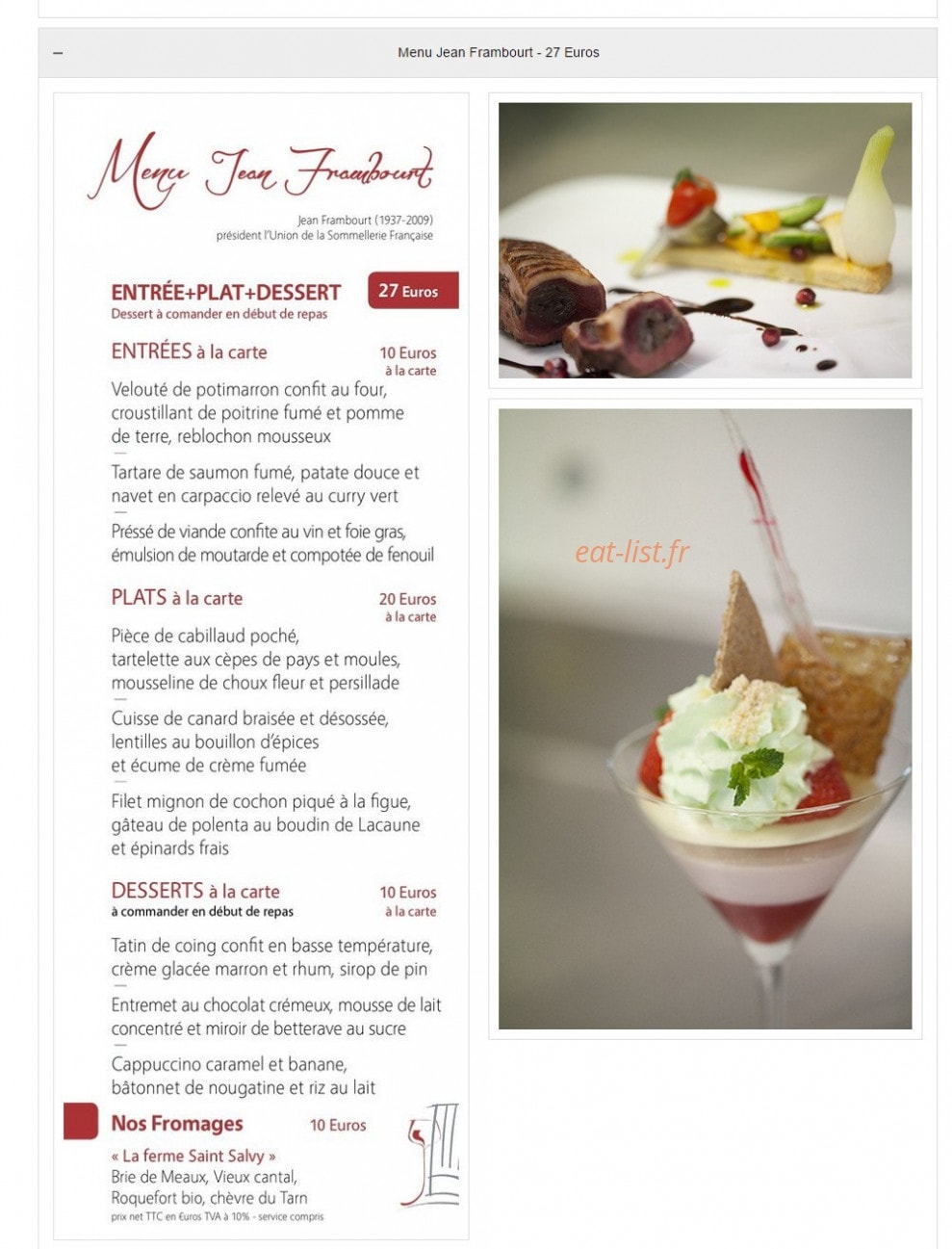 La Table du Sommelier — carte page 2